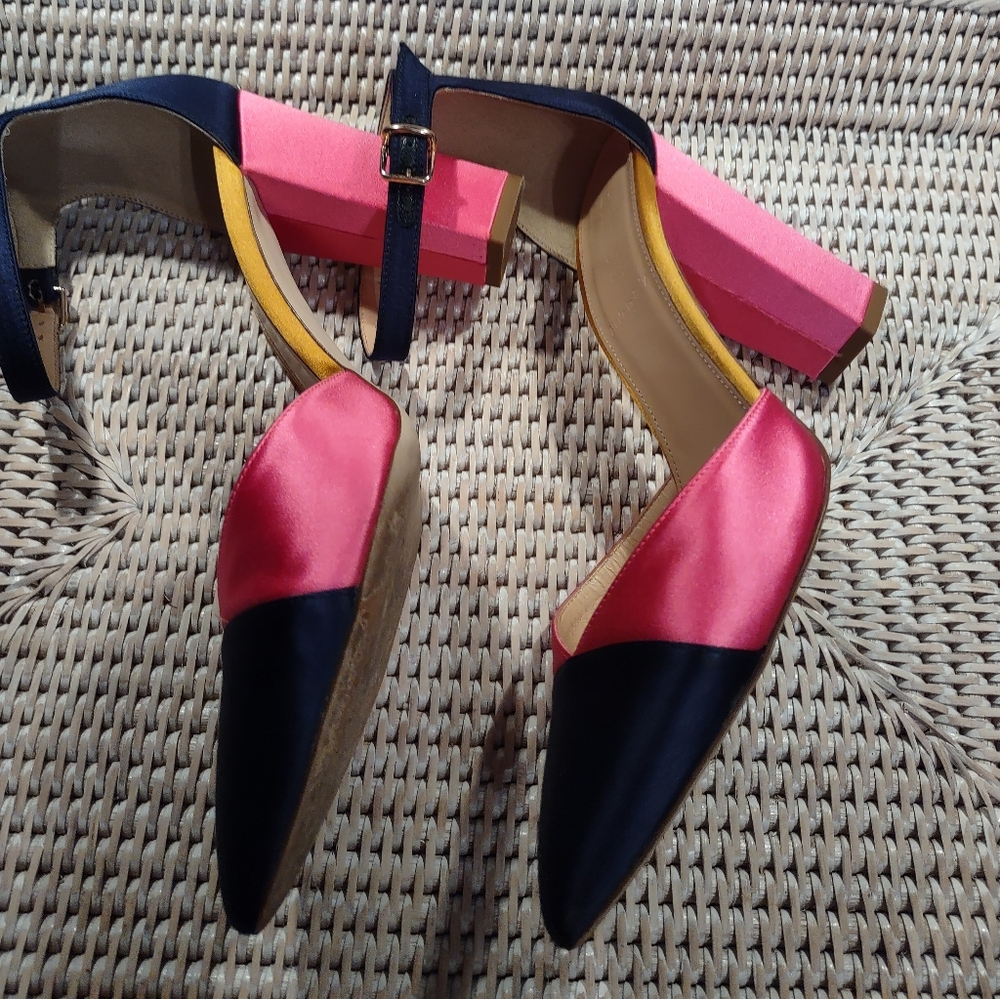 J.Crew Brooke - Italian Satin Colorblock Pointed-Toe Pumps - Picture 2 of 7